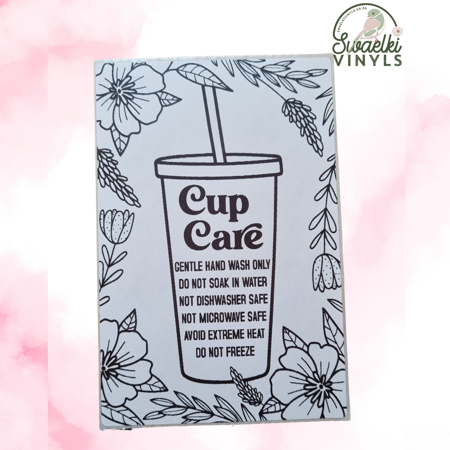 Thermal Stickers - Cup Care Instruction Sticker