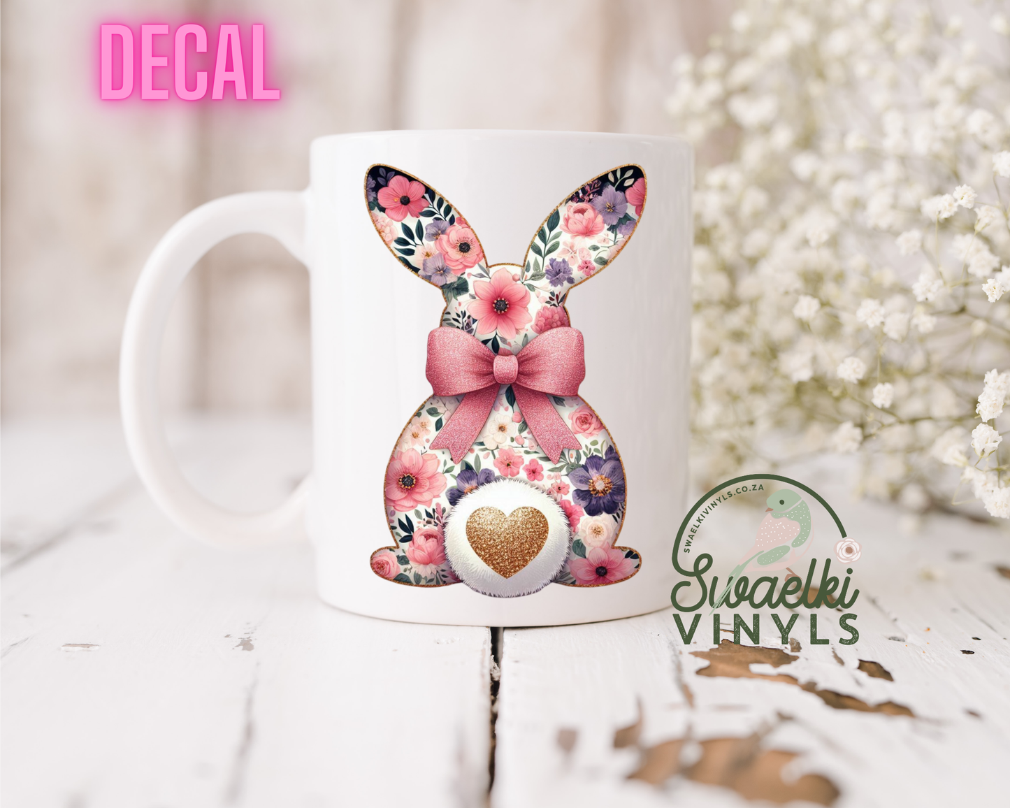 UV DTF Decal - Floral Easter Bunny 2