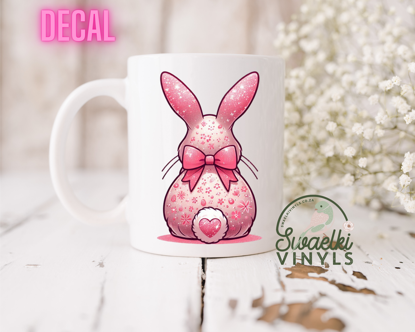 UV DTF Decal - Pink Sparkle Easter Bunny