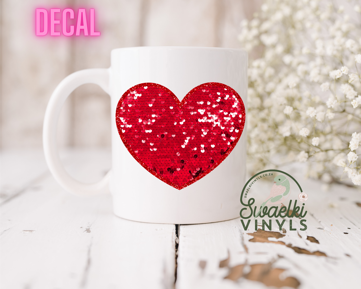 UV DTF Decal - Red Sequins Heart