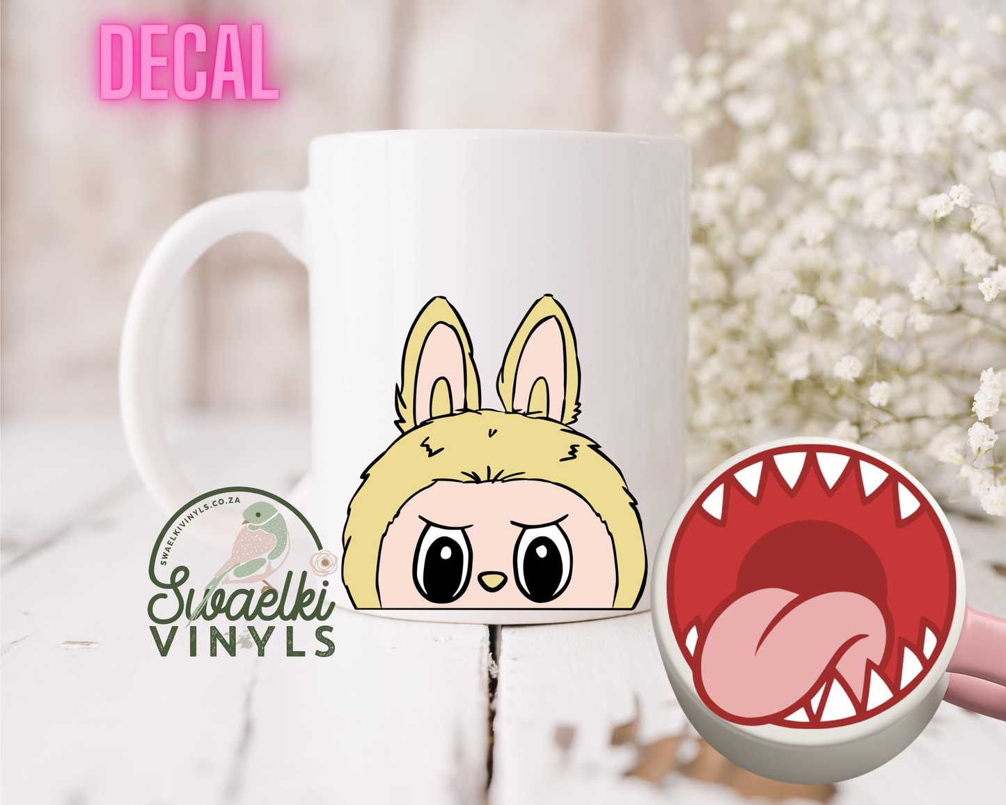 UV DTF Decal - Yellow Labubu Mug Mouth Sticker