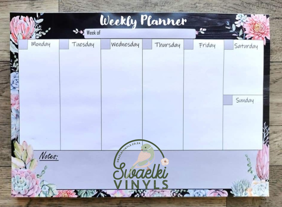 A4 Undated Weekly View Planner - Succulent Design