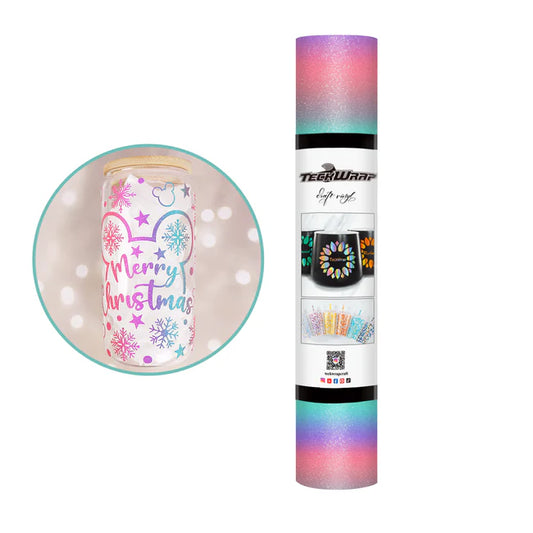 Teckwrap Rainbow Glitter Stripes - Pink Cyan