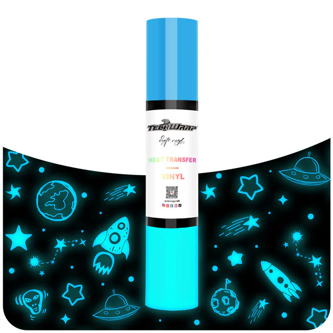 Teckwrap Glow in the Dark HTV - Neon Blue