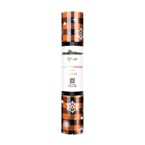 Snowflakes Pattern HTV - Orange & Black