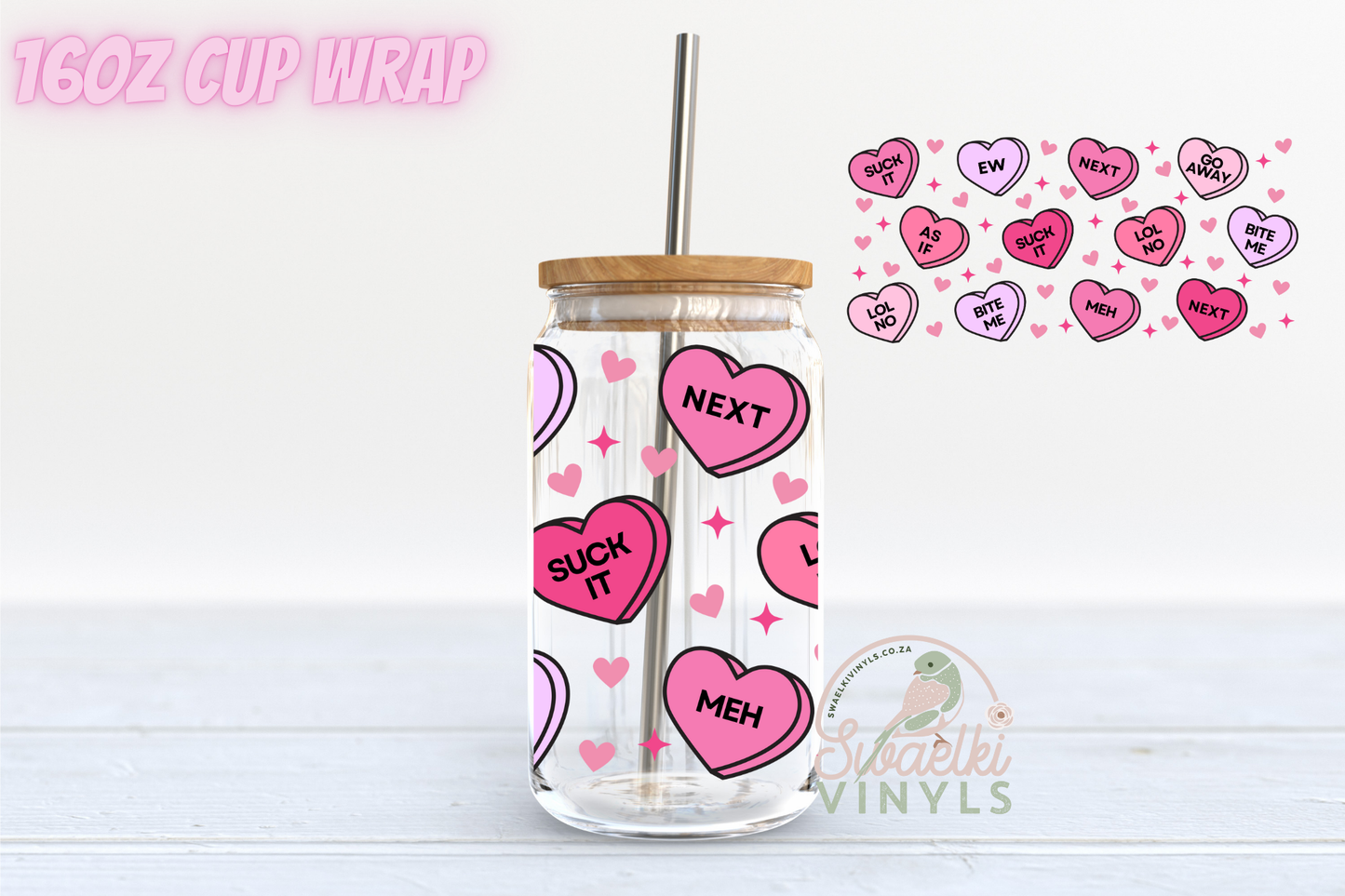 UVDTF Cup Wrap - Anti Valentine Candy Hearts