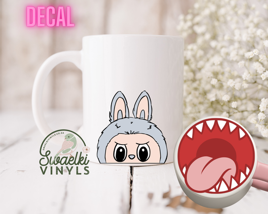 UV DTF Decal - Blue Labubu Mug Mouth Sticker