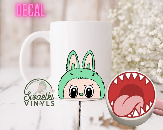 UV DTF Decal - Green Labubu Mug Mouth Sticker
