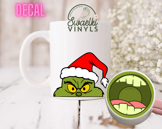 UV DTF Decal - Grinch Mug Mouth Sticker