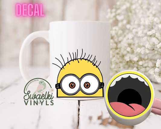 UV DTF Decal - Minnion Mug Mouth Sticker