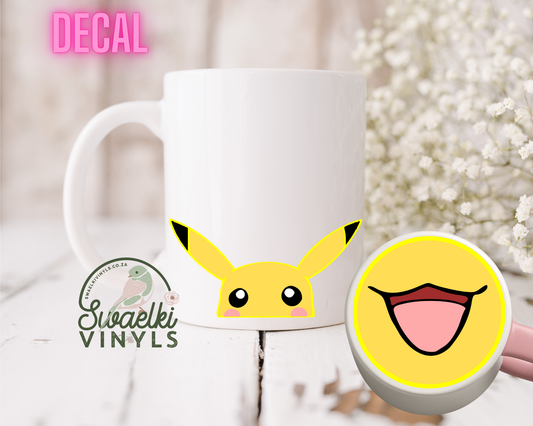 UV DTF Decal - Pickachu Mug Mouth Sticker