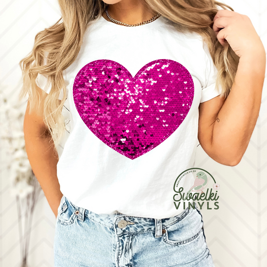 DTF Transfer - Pink Sequins Heart