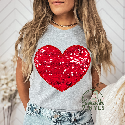 DTF Transfer - Red Sequins Heart