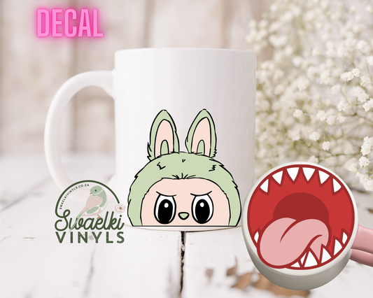 UV DTF Decal - Sage Labubu Mug Mouth Sticker
