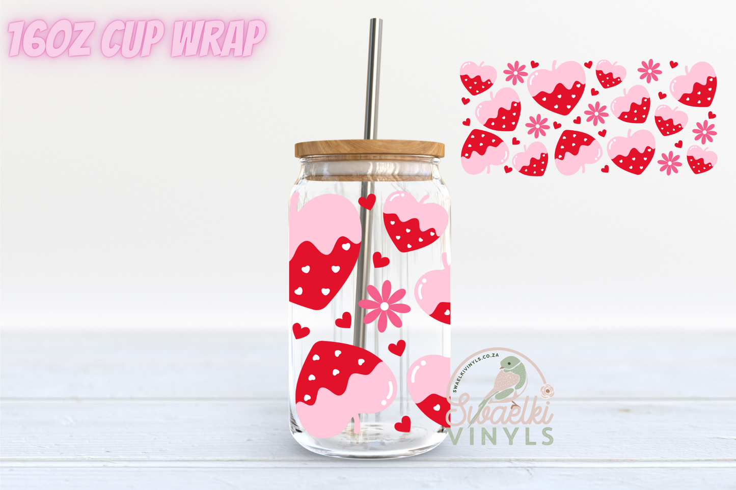 UVDTF Cup Wrap - Strawberry Hearts