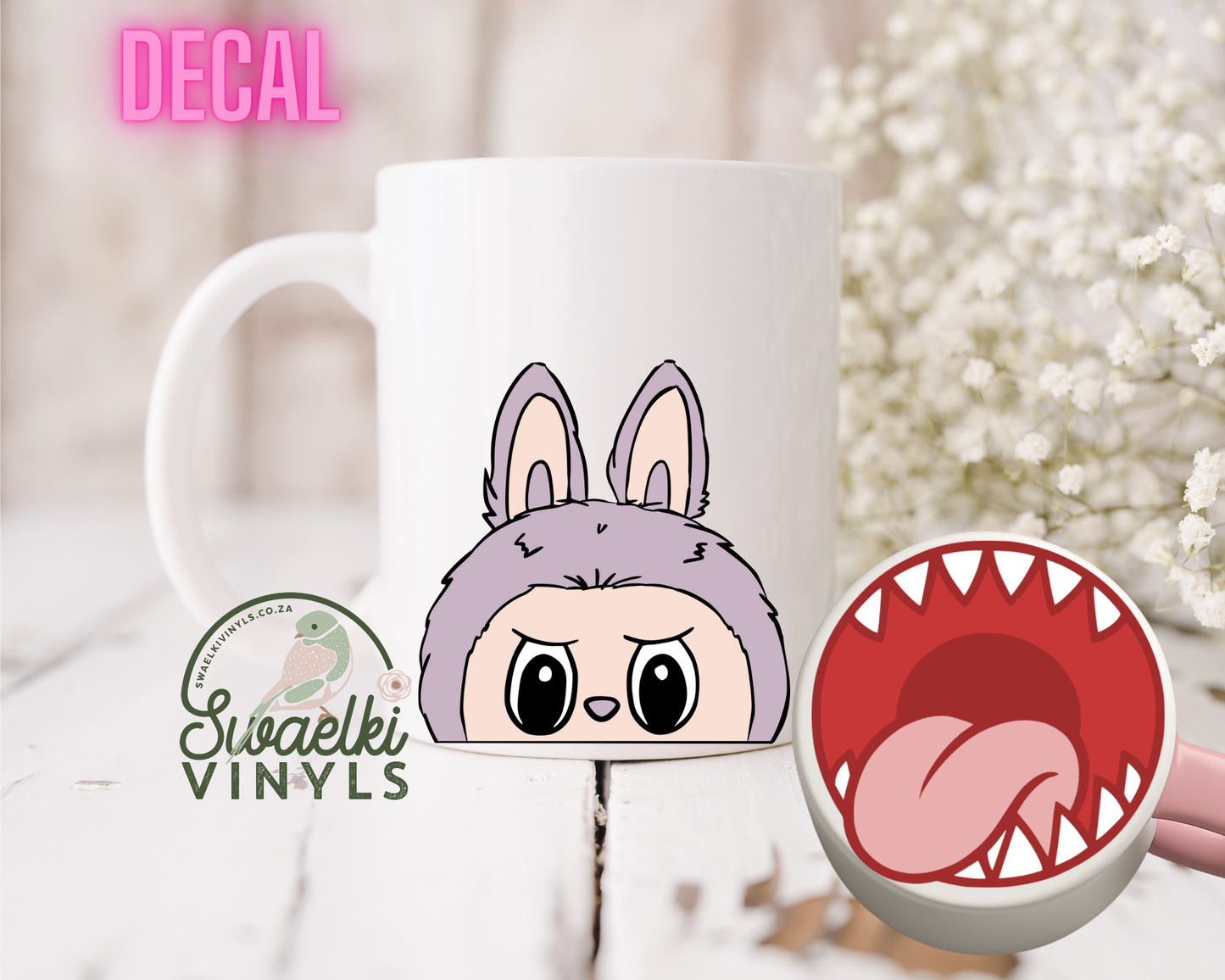 UV DTF Decal - Violet Labubu Mug Mouth Sticker