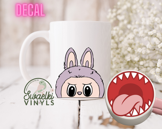 UV DTF Decal - Violet Labubu Mug Mouth Sticker