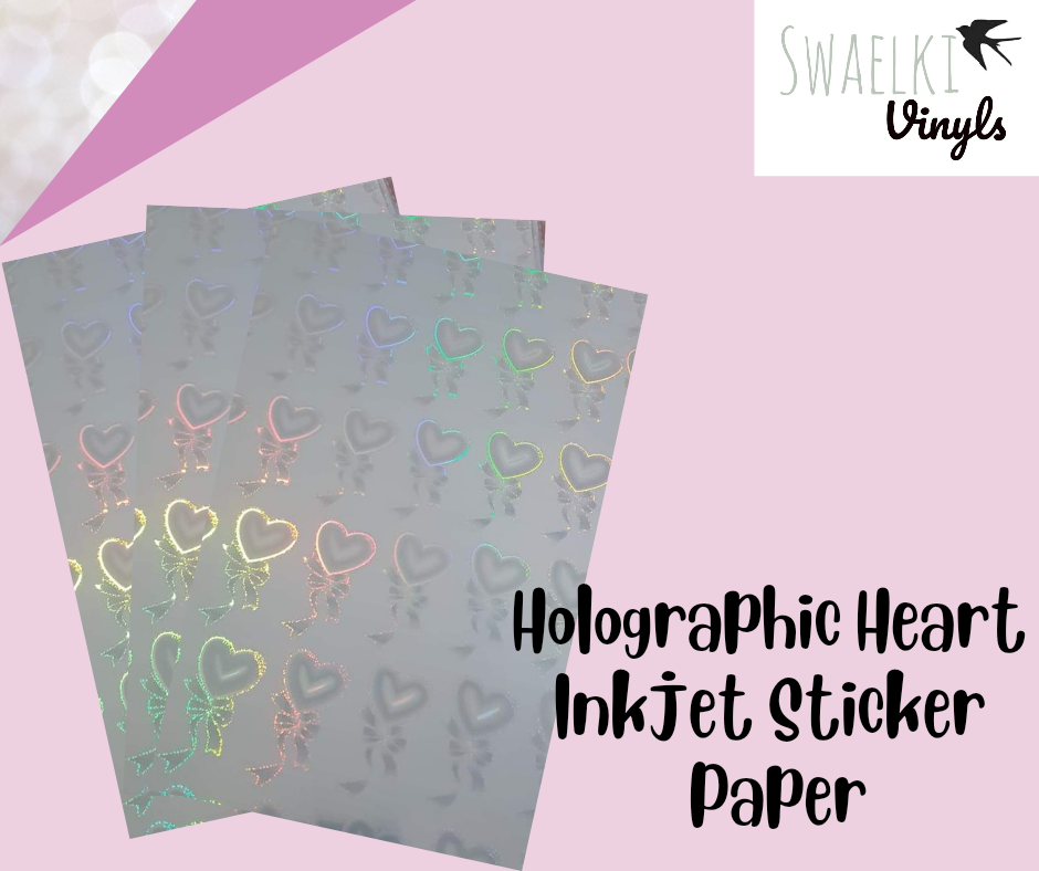 Inkjet Holographic Hearts Pattern Sticker Paper