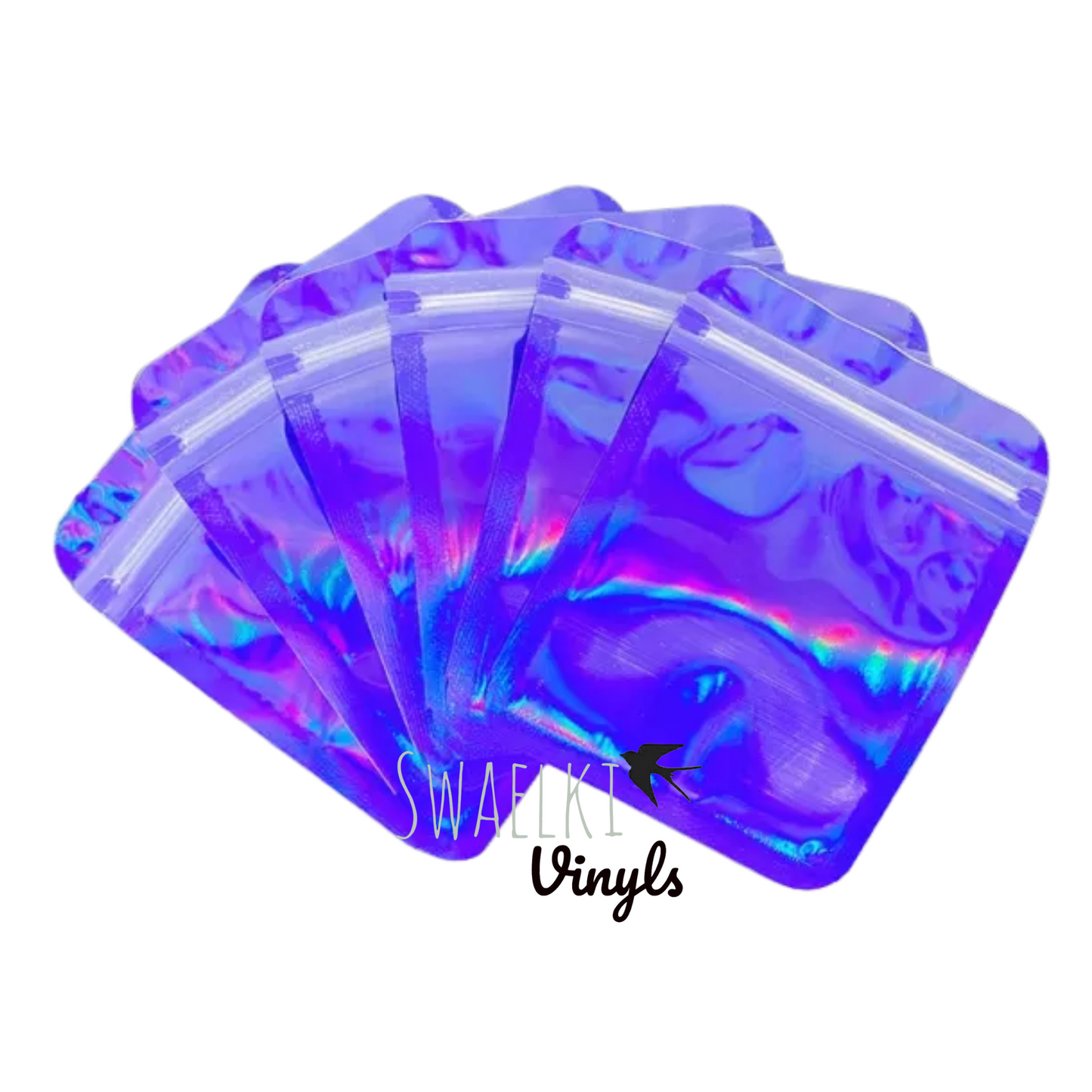 Purple and Pink Holographic Zip Lock Bags (10x15cm)