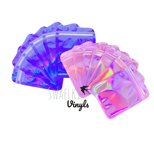 Purple and Pink Holographic Zip Lock Bags (10x15cm)