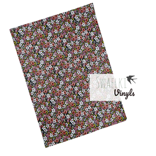 Faux Leather - Pattern Retro Floral 1