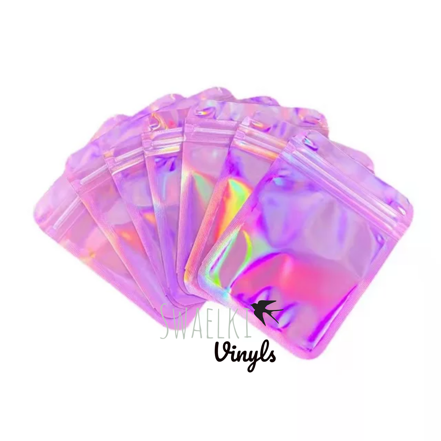 Purple and Pink Holographic Zip Lock Bags (10x15cm)