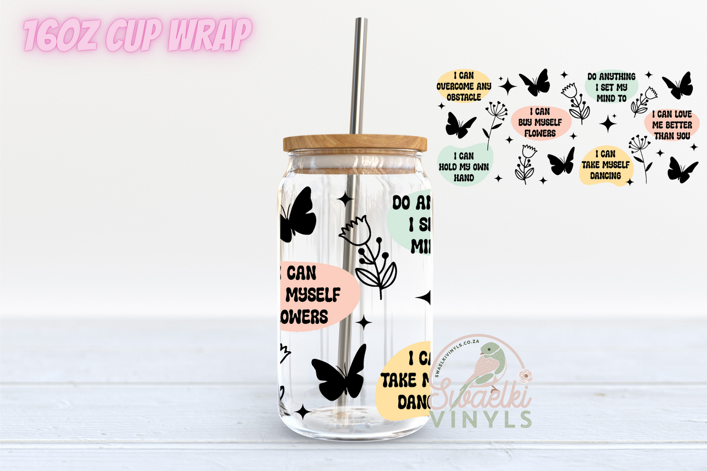 UV DTF Cup Wrap - Buy Myself Flowers