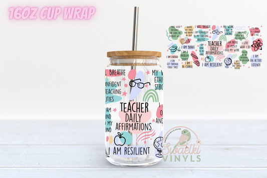 UV DTF Cup Wrap - Daily Affirmations Teacher